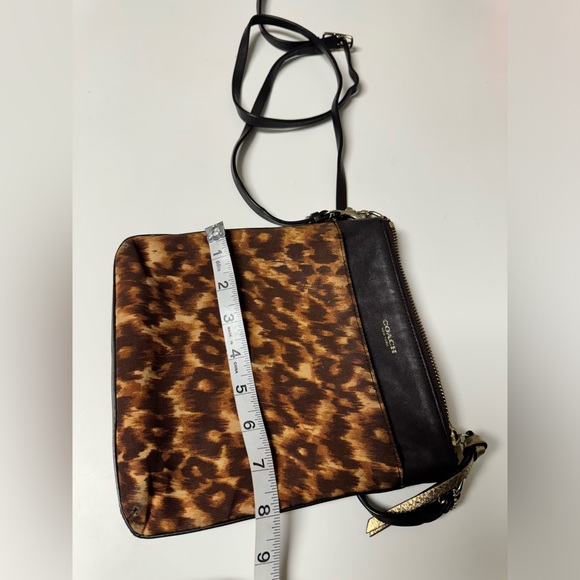 Coach Madison North/South Swing in Ocelot Print Fabric Crossbody Bag - Picture 11 of 14